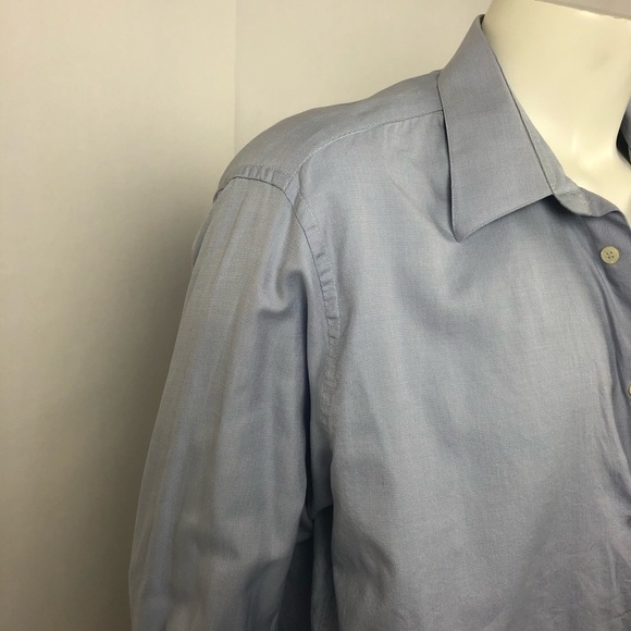 Mondo Di Marco Italian Blue Dress Shirt 17.5 | 100% Cotton Made in Italy - Picture 7 of 13